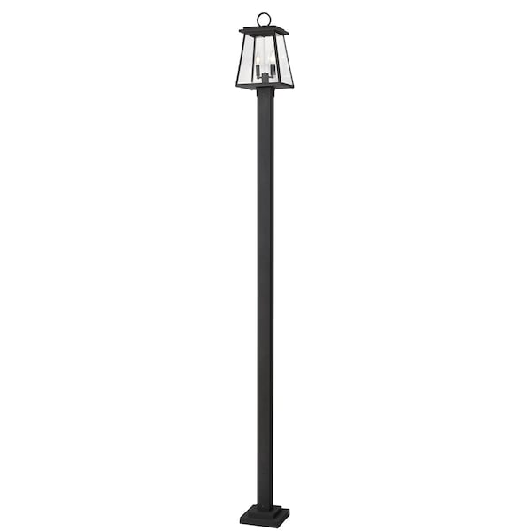 Z-Lite Broughton Outdoor Post Mounted Fixture, 2-Light, 10.25 In.W x 112.5 In.H, Black/Clear Beveled 521PHMS-536P-BK - main